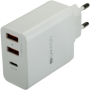CANYON H-08 Universal 3xUSB AC charger (in wall) with over-voltage protection(1 USB-C with PD Quick Charger), Input 100V-240V, O