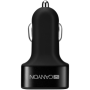 CANYON C-06 Universal 3xUSB car adapter, Input 12V-24V, Output 5V-3.1A, black rubber coating+black metal ring (side with USB is 