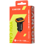 CANYON C-02 Universal 2xUSB car adapter, Input 12V-24V, Output 5V-2.1A, with Smart IC, black rubber coating with orange electrop