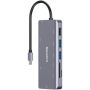 CANYON DS-11, 9 in 1 USB C hub, with 1*HDMI: 4K*30Hz,1*Gigabit Ethernet,, 1*Type-C PD charging port, Max 100W PD input. 2*USB3.0